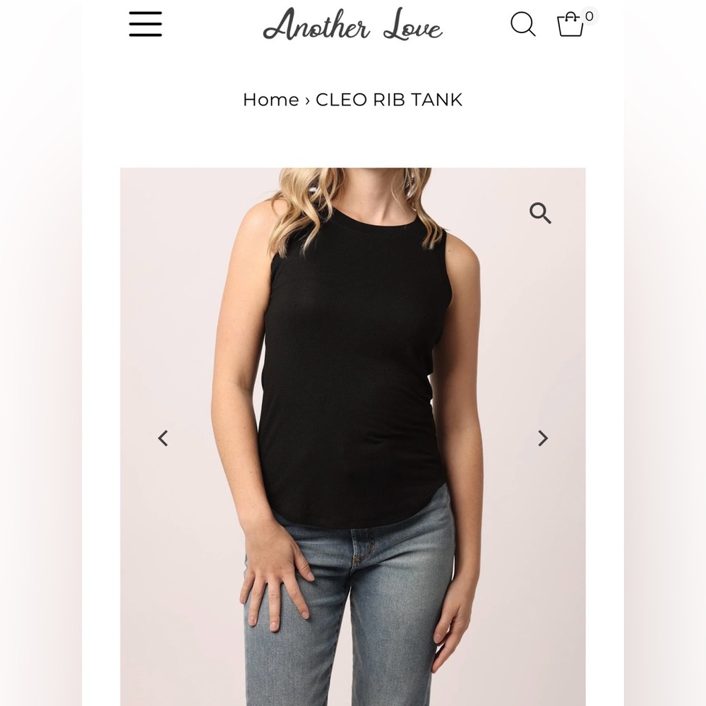 NWT Another Love Women’s Size Large Black Cleo micro-ribbed‎ tank top